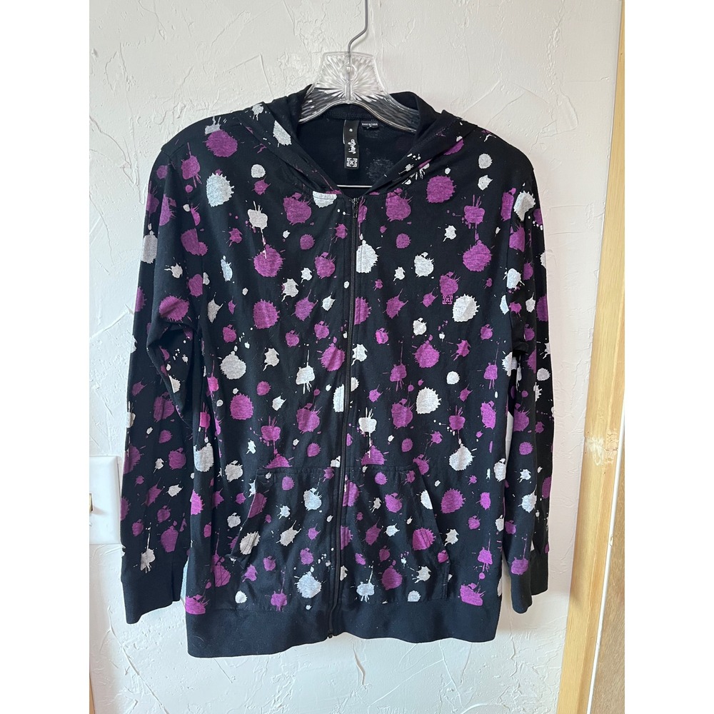 RARE KR3W Jim Greco Mens Small Black Purple Paint Splatter Zip Up Hoodie Skate‎
